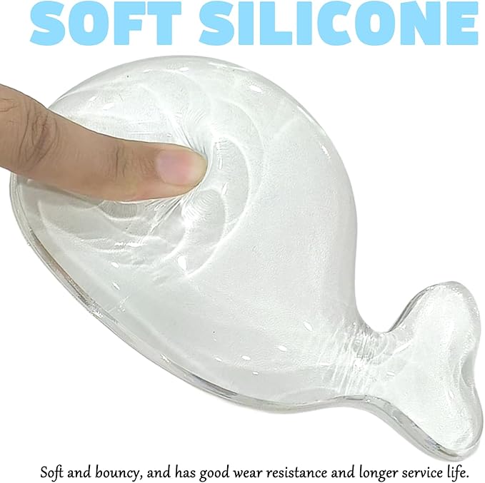 Gel Wrist Rest for Keyboard and Mouse Transparent White Whale Elbow Pad Cushion Ergonomic Cute Clear Cool Mouse Wrist Pad Silicone Non-Slip Support for Computer Gaming Home Office Men Hand Pillow