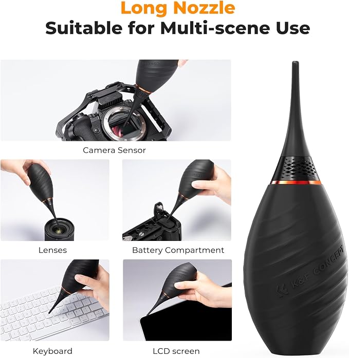 K&F CONCEPT Soft Tip Strong Air Blower, Single Air Intake Camera Lens Blower with Long Nozzle, for Digital SLR Lens Sensor LCD Screens Musical Instruments Keyboards Telescope Filters - Image 7