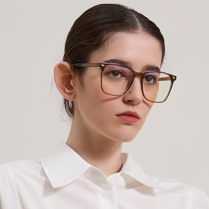 Oversized Square Blue Light Blocking Glasses for Women Men, Anti-Fatigue Computer Monitor Glasses Reduce Eye Strain
