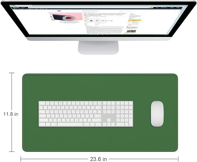Dapesuom Large Mouse Pad, Extended Gaming Mouse Mat with Stitched Edges, Full Size Desk Mats with Non-Slip Base, Computer Big Desktop Keyboard Pad for Laptop, 23.6 x 11.8 in, Forest Green