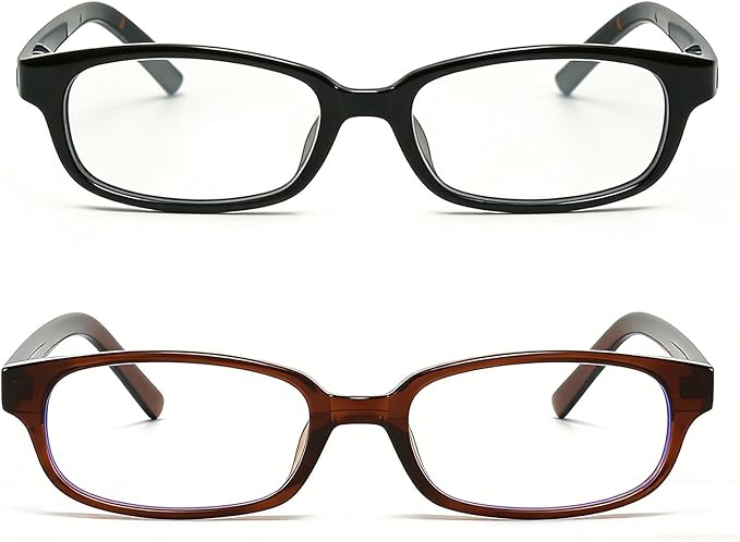 HJSTES Retro Clear Rectangle Glasses for Women Men Fake Blue Light Blocking Lens Narrow Frame Non Prescription Eyeglasses