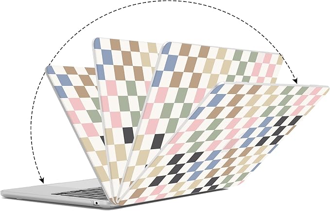 G JGOO Compatible with MacBook Air 13 inch Case 2026 2025-2022 M5 A3449 M4 A3240 M3 A3113 M2 A2681, Hard Shell for MacBook Air 13.6 inch Case + Keyboard Cover + Screen Protector, Colorful Checkered