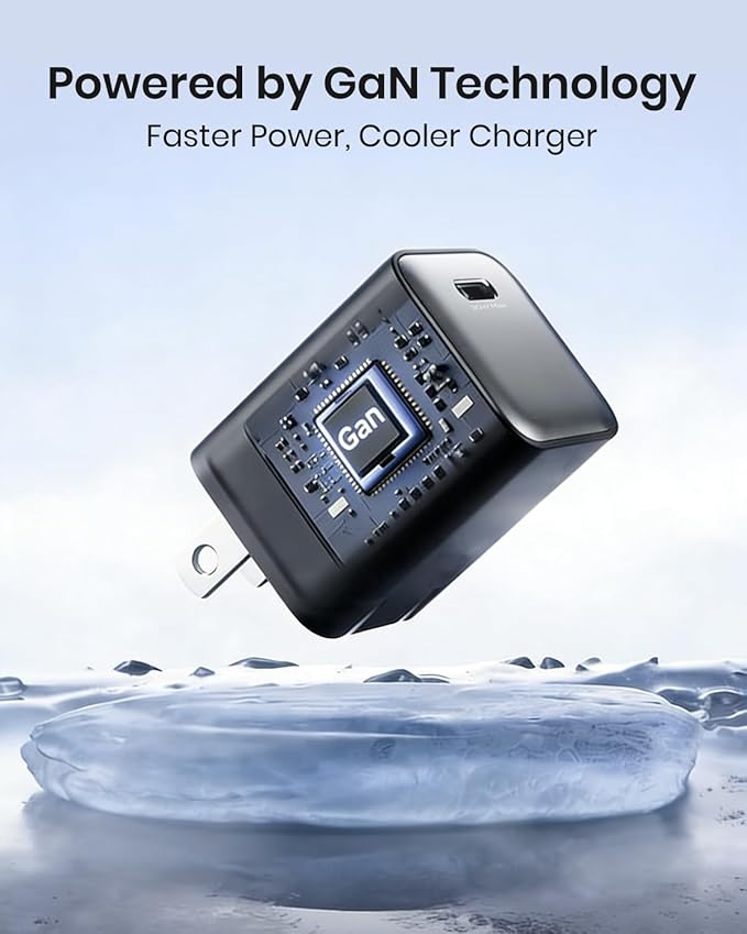 30W Compact Wall Charger, USB C Charger Block with GaN III Tech, PD3.0 PPS QC4.0 Fast Charging Foldable Power Adapter for iPhone 17 16 15, Galaxy, Pixel, iPad, AirPods (Black, 1 Pack)