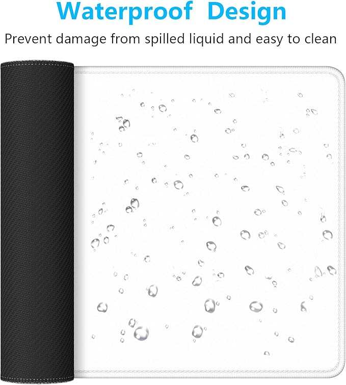 Dapesuom Large Mouse Pad, Extended Gaming Mouse Mat with Stitched Edges, Waterproof Full Size Desk Mats with Non-Slip Base, Computer Big Desktop Keyboard Pad for Laptop, Office, 23.6 x 11.8 in, White