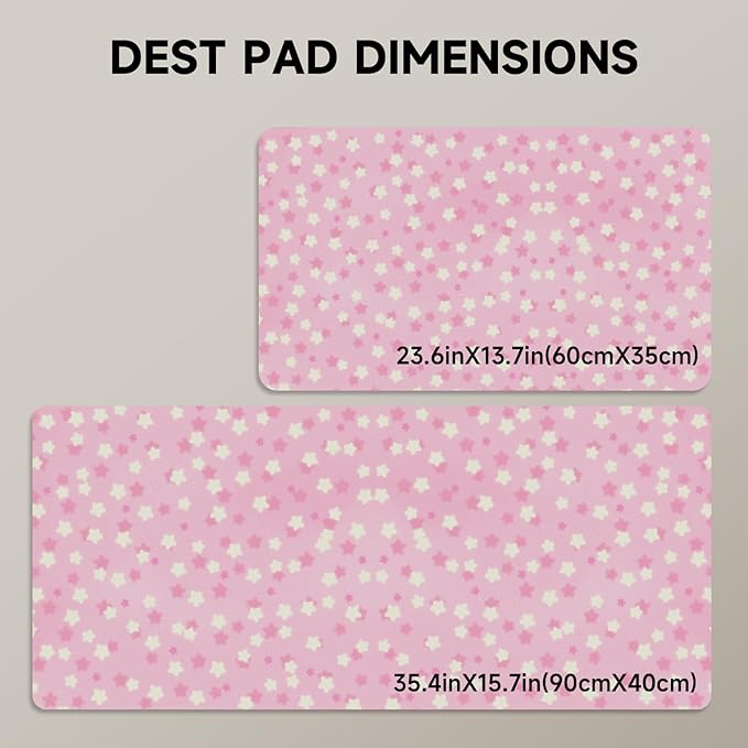AUPET Leather Desk Pad Blotter Mat, Large Mouse Pad, Non-Slip Waterproof Desk Writing Pad Protector, Desk Decor for Office，Home，Gaming (Sweet Pink Starry, 35.4X15.7 inch)