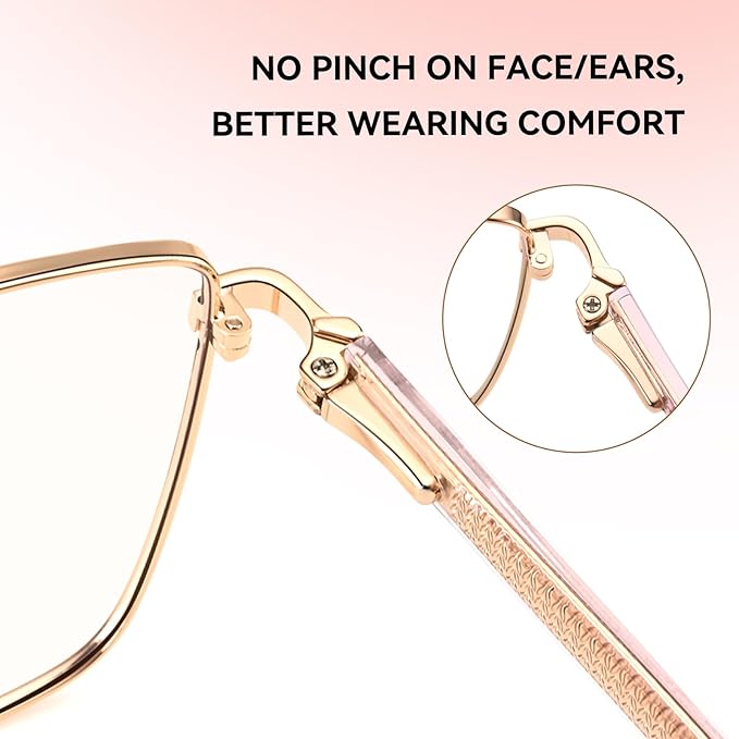 Dollger Blue Light Blocking Glasses for Women Trendy Oversized Computer Eyeglasses Cat Eye Metal Frame bluelight glasses Gold