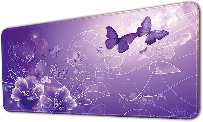 Desk Pad Protector, Office Desk Mat, Large Mouse Pad, Non-Slip Desk Blotter, 23.6x11.8 inch, Purple Butterfly