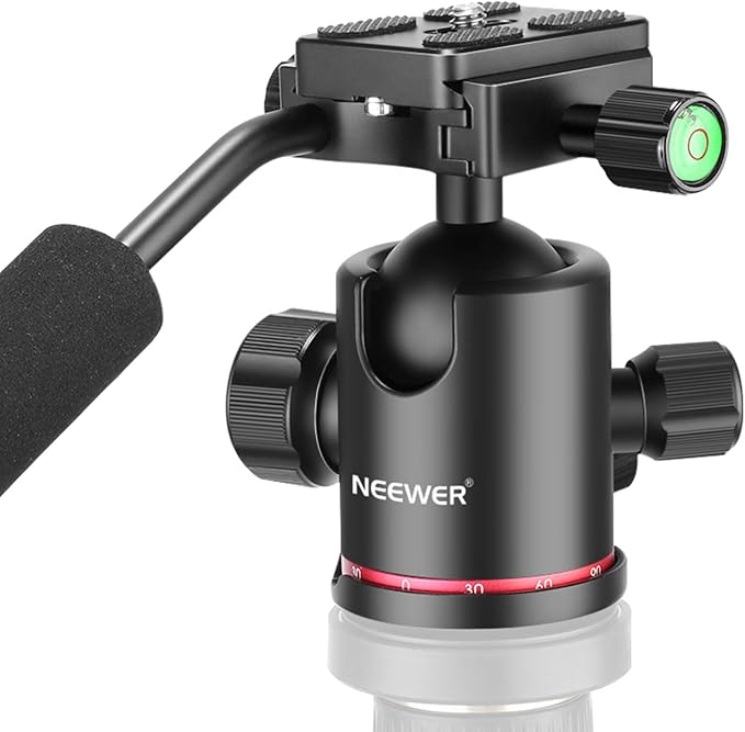 Neewer Heavy Duty Camera Tripod Ball Head with Handle and 1/4 inch Quick Shoe Plate, 360 Degree Panoramic Head for Tripod, Monopod, Slider, DSLR Camera, Camcorder, Load up to 17.6 pounds/8 kilograms by Neewer