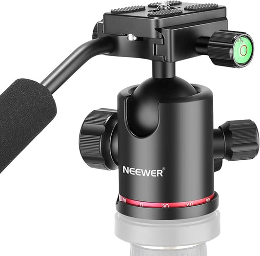 Neewer Heavy Duty Camera Tripod Ball Head with Handle and 1/4 inch Quick Shoe Plate, 360 Degree Panoramic Head for Tripod, Monopod, Slider, DSLR Camera, Camcorder, Load up to 17.6 pounds/8 kilograms by Neewer