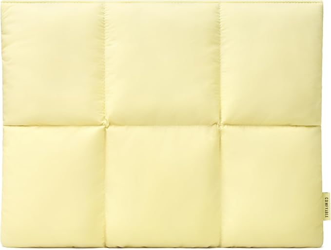Comfyable Puffy Laptop Sleeve 15 16 Inch, Quilted Puffer Laptop Carrying Case for Women, Pillow Pouch Compatible for MacBook Air M5 & MacBook Pro M5 Pro/Max 2026, Butter Yellow