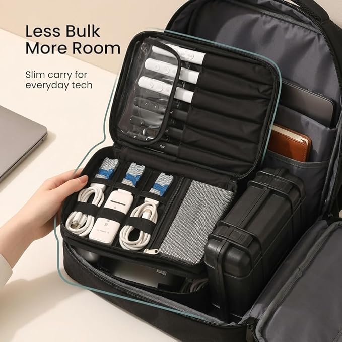 Keross Cable Organizer Bag for Travel with Removable Dividers – Electronics Organizer Case for Chargers, Cables, Power Banks & Accessories, Large Capacity Tech Pouch for Work, Desk & Travel
