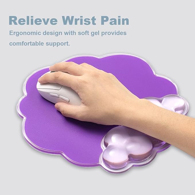 Purple Cloud Gel Wrist Rest for Keyboard and Mouse, Ergonomic Mouse Pad with Wrist Support Non-Slip Base for Typing Pain Relief/Computer/Laptop/Home/Office