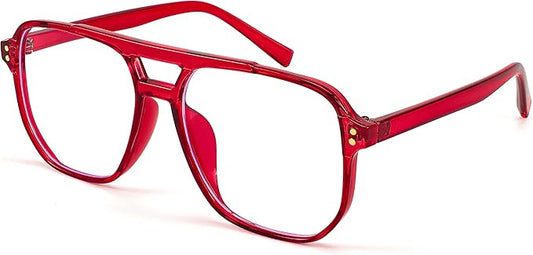 FEISEDY Blue Light Blocking Glasses Fake Nerd Clear Square Computer Lightweight Pilot Glasses Frame Oversized B2866