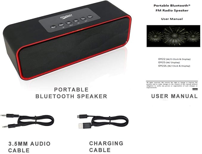 Portable Bluetooth Stereo Speaker, with 10W Acoustic Drivers,FM Radio & Handsfree Speakerphone, Slots for Micro SD Card & USB & AUX, for Smart Phone, MP3, iPad, Tablet & More
