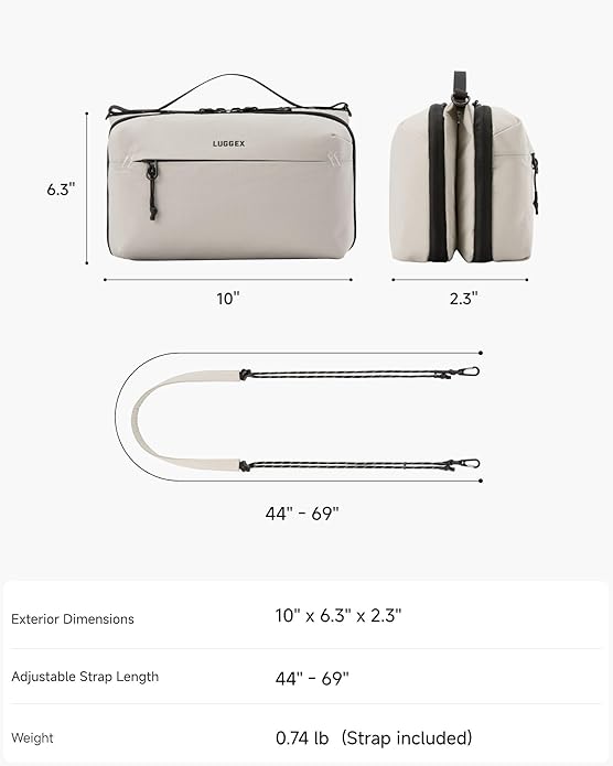 LUGGEX Tech Pouch, CBX01 Electronics Organizer Travel Case with Sling Strap, Water Resistant Travel Organizer Bag (CBX-Core) | Magnetic Clousure, Shoulder Strap, W-fold Design