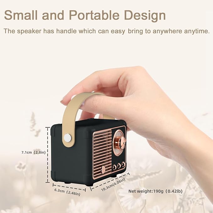 Bluetooth Speaker Retro Wireless Speaker Vintage Decor Room Decor Portable Outdoor Support USB/TF Card/AUX for Home Party Camping Birthday Gifts for Men,Teenage Boys,Him,Dad,Boyfriends(Black)