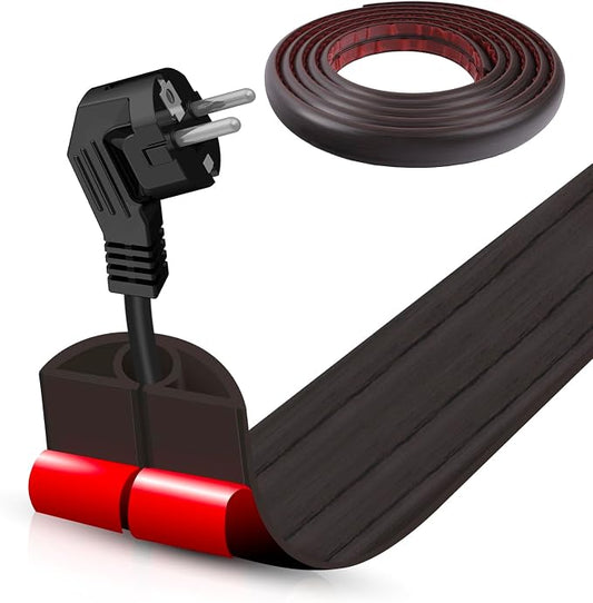 Floor Cord Cover Self Adhesive Cord Hider,10FT Cable Management, Extension Strip Protector for Wires, Prevent Cable Trips for Offices, Gyms, Exhibitions Cavity:0.3"(W) x 0.28"(H) Black Wood by DBHXXMB-HH
