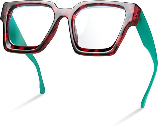 livho Oversized Eyewear Frame for Woman and Men - Rectangle Fashion Glasses for Computer, Chic Preppy Frame