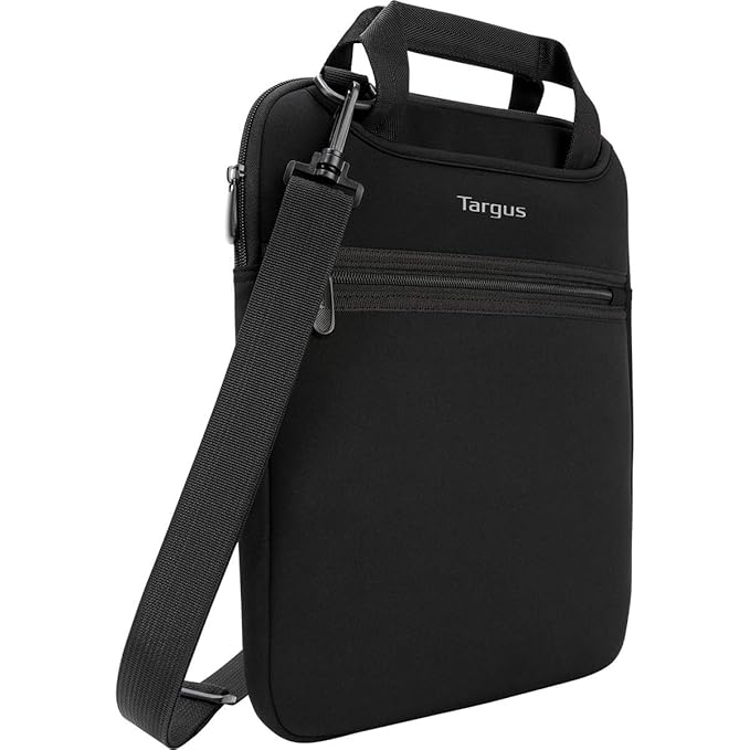 Targus Vertical Slipcase Laptop Messenger Bag, Black - Hideaway Handles with Cross Shoulder Strap and Protective Padding, Fits 14" Laptop (TSS913)