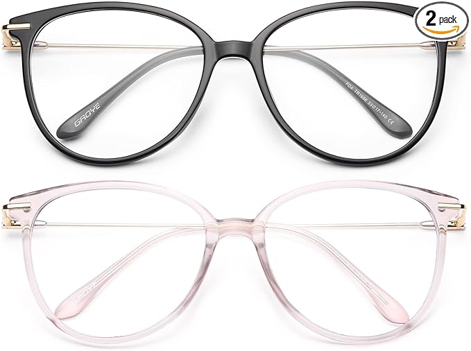 Gaoye Blue Light Blocking Glasses - Trending Round TR90 Frames, Metal Arms, UV400 Protection - Matching Soft Case