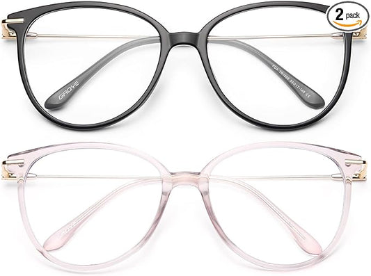 Gaoye Blue Light Blocking Glasses - Trending Round TR90 Frames, Metal Arms, UV400 Protection - Matching Soft Case