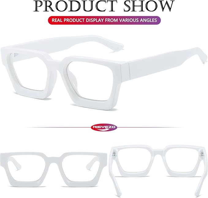 AIEYEZO Square Thick Frame Glasses for Women Men Fashion Blue Light Glasses Trendy Chic Computer Eyeglasses
