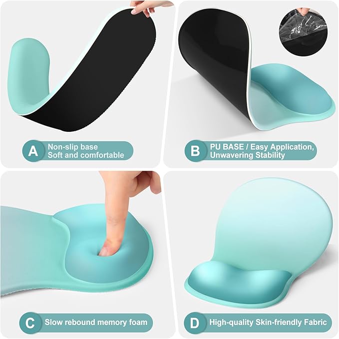 4-in-1 Large Gaming Mouse Pad, Keyboard Wrist Rest Pad & Wrist Support Mousepad Set, Extended Desk Pad Waterproof Desk Mat Protector for Home Office Decor Study Game 35.4×15.7 Inches I Mint Green