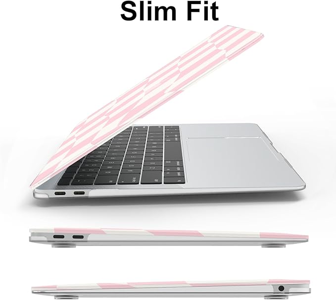 AKIT Compatible with MacBook Air 13 Inch Case M1 2022 2021 2020 2019 2018 A2337 A2179 A1932, Pattern Hard Shell Laptop Case+Screen Protector+Keyboard Cover for MacBook Air 13.3 Inch, Pink Checkerboard