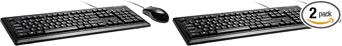 Kensington Mouse-in-a-Box and Keyboard Wired USB Desktop Set (K72436AM), Black (Pack of 2)
