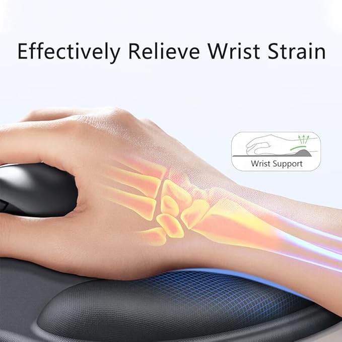 Ergonomic Mouse Pad with Wrist Rest, Gel Wrist Support Mousepad, Pain Relief Laptop Computer Mouse Pad, Non-Slip Mouse Pads for Office & Home (Grey)