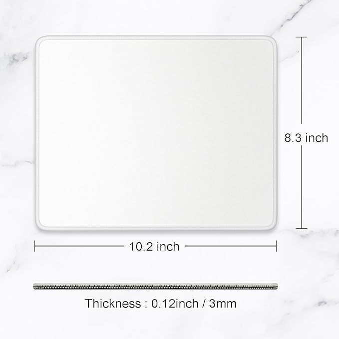 Hsurbtra Mouse Pad, Premium-Textured Square Mousepad 10.2 x 8.3 Inch, Stitched Edge Anti-Slip Waterproof Rubber Pretty Cute Computer Mat for Office Gaming Laptop Women Kids Ivory White