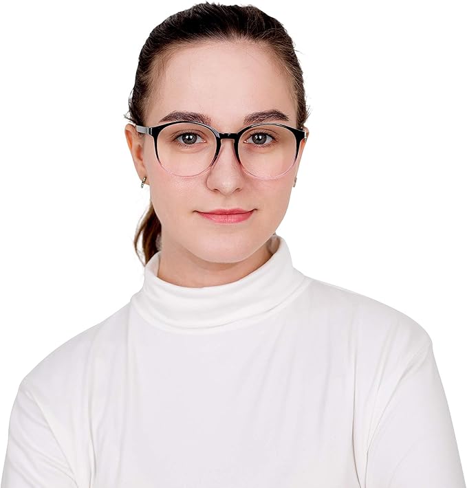 LifeArt Round Blue Light Blocking Glasses, Computer Glasses, Gaming Glasses, TV Glasses for Women Men (Black Purple, No Magnification)
