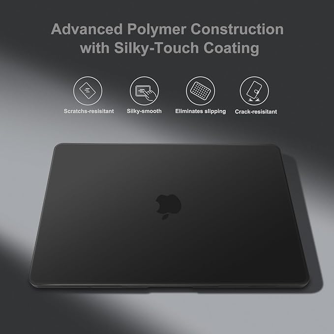 MOSISO Compatible with MacBook Air 13 inch Case M1 Chip 2021-2018 Release A2337 A2179 A1932, Plastic Hard Shell&Keyboard Cover&Screen Film&Storage Bag for MacBook Air 13.3 inch Case, Black