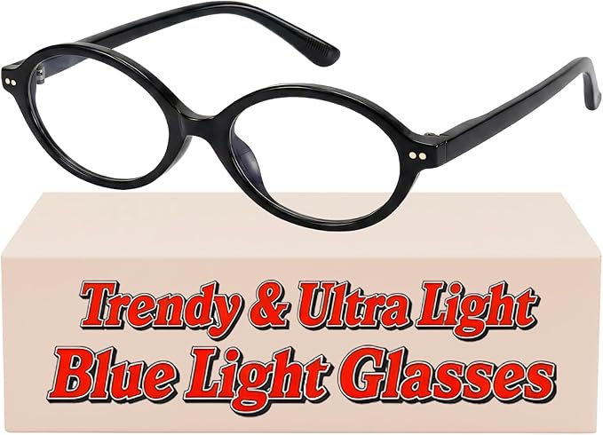 1 Pack Oval Blue Light Glasses for Women, Lightweight TR90 Small Frame with Spring Hinge for All-Day Comfort, Anti UV Glare & Eyestrain