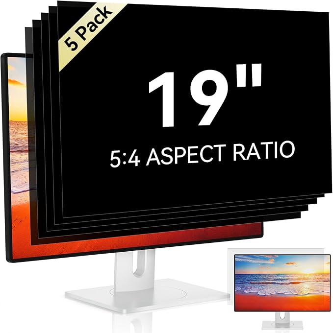 [5-Pack] 19 Inch Computer Privacy Screen for 5:4 Widescreen Monitor, Anti Glare Anti-UV Eye Protection Desktop PC LED Monitor Filter, Removable Anti-Scratch Screen Film 19in