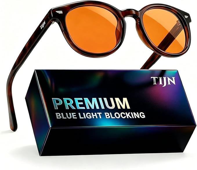 TIJN Blue Light Blocking Glasses Men Women Vintage Thick Round Rim Frame Eyeglasses