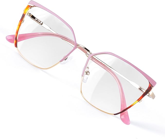 Blue Blockers Glasses for Women, Bluelight Glasses with Cat Eye Frame for Style, Comfort, Eye Strain Relief Pink