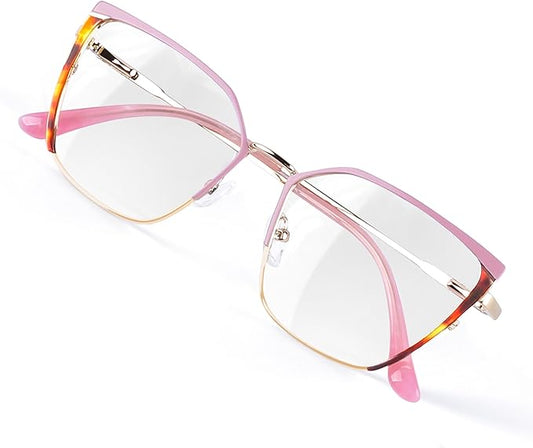 Blue Blockers Glasses for Women, Bluelight Glasses with Cat Eye Frame for Style, Comfort, Eye Strain Relief Pink