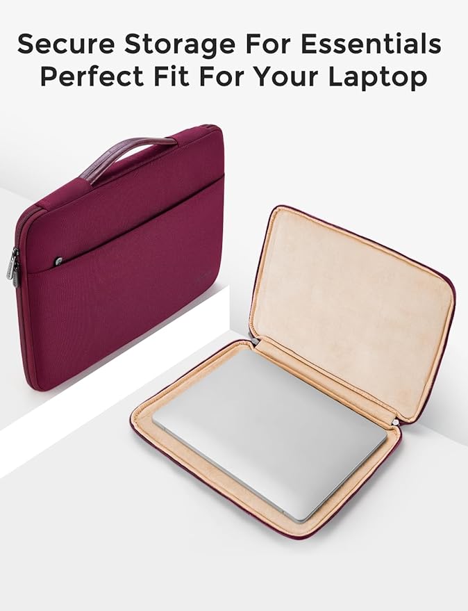 DOMISO 15.6 inch Laptop Case Sleeve Protective Cover Compatible with 16 inch MacBook Pro M4 M3 M2/Pro Max,15.6-16 inch HP Dell ASUS Lenovo Chromebook,Waterproof Computer Cases Bag with Handle,Wine