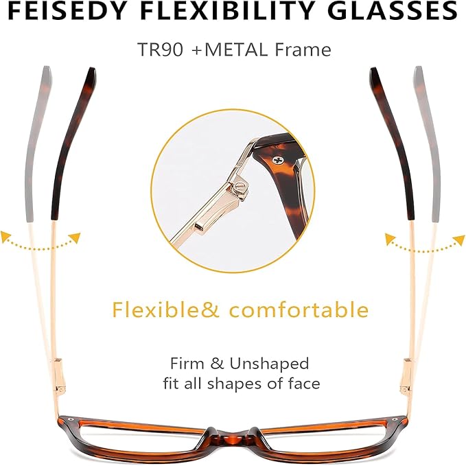 FEISEDY Blue Light Blocking Glasses Computer Glasses Women Men Cateye TR90 Frame B2772
