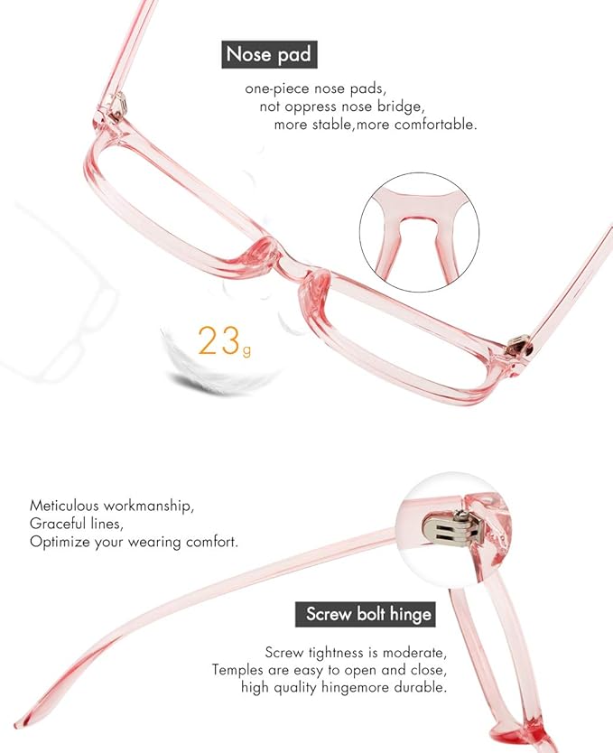 MEETSUN Blue Light Blocking Glasses Women Men, Anti Eye Strain Headache (Sleep Better),Computer Glasses UV400 Lens (Transparent Pink Frame)