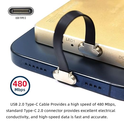 chenyang USB C Short Flat Cable USB 2.0 Type C Dual 90 Degree Angled PD 65W Fast Charge Data Extension 75MM Cable