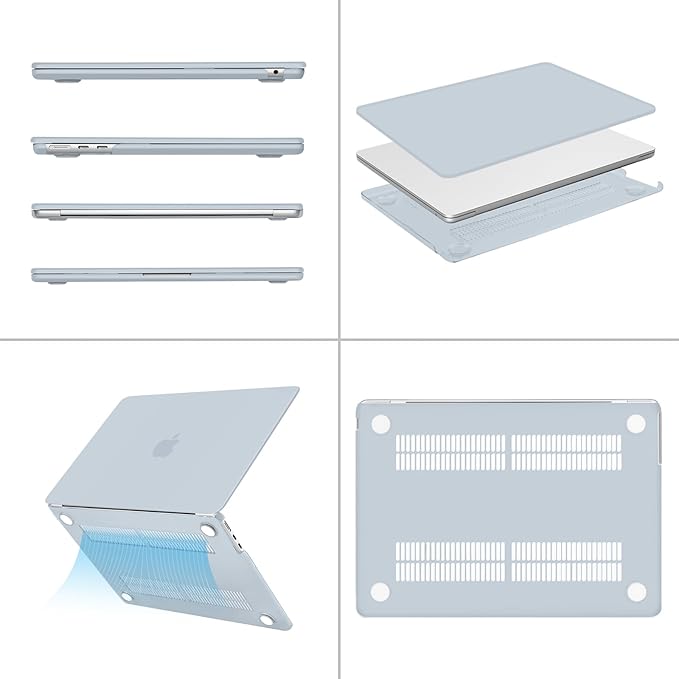 MOSISO Compatible with MacBook Air 13 inch Case M5 2026 M4 2025 M3 M2 2024-2022 A3449 A3240 A3113 A2681, Hard Shell&Keyboard Cover&Screen Film&Type C for MacBook Air 13.6 inch Case, Baby Blue
