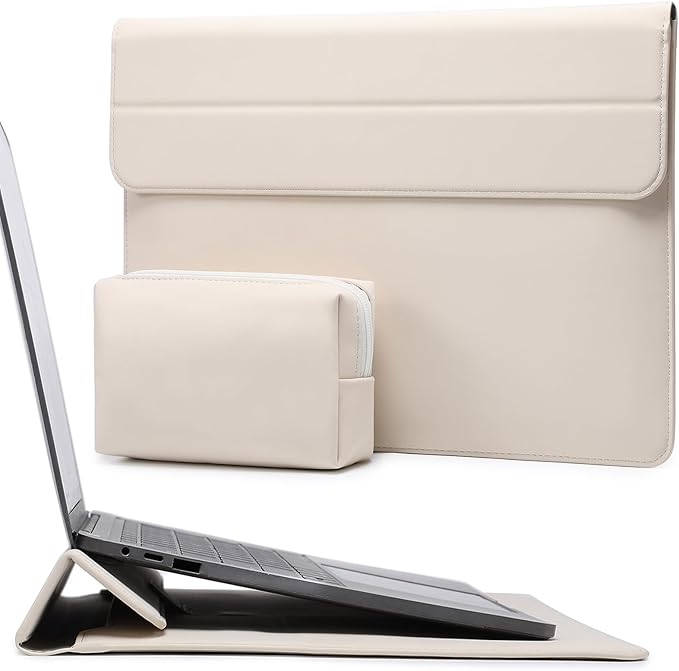 HYZUO 15-16 Inch Laptop Case Bag Sleeve with Stand Feature for MacBook Pro 16 M5/M4/M3/M2/M1 Pro/Max 2026-2019, XPS 15, MacBook Pro 15 2015-2012, Samsung Galaxy Book Flex 15, Beige
