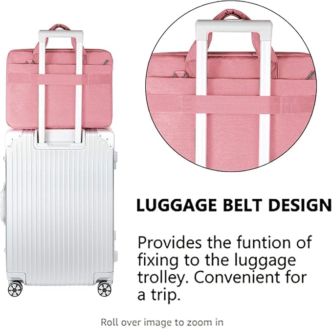 LANDICI Laptop Bag Case 13 14 inch with Shoulder Strap, Slim Waterproof Computer Sleeve Cover Compatible with MacBook Air 13/13.6 M1 M2 M3 M4, MacBook Pro 13/14, Chromebook 14, Pink