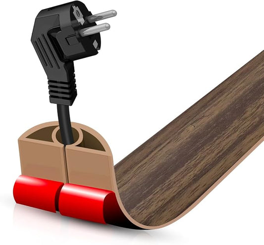 Floor Cord Cover Self Adhesive Cord Hider,3.3FT Cable Management, Extension Strip Protector for Wires, Prevent Cable Trips for Offices, Gyms, Exhibitions Cavity:0.3"(W) x 0.28"(H) Wood Walnut by DBHXXMB-HH
