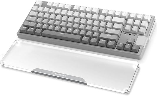 SELORSS Acrylic Keyboard Wrist Rest -80% TKL Mechanical Keyboard- CNC Aluminum Alloy Customized Logo Desk Wrist Support for Computer Keyboard,Anti-Slip Base,Wrist Pad for Office & Home,Silver
