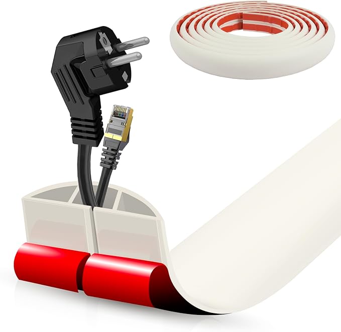 Floor Cord Cover Cable Cavity Self Adhesive Cord Hider Floor 10FT Floor Cable Management Power Cord Protector Floor Electric Cord Covers for Offices, Gym, Exhibitions (Beige, 1.97" x 10') by DBHXXMB-HH