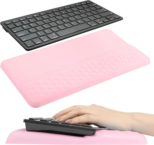 Keyboard Wrist Rest with Ergonomic Height - Computer Keyboard Stand & Soft Cushioned Pad for Wrist Pain Relief - Non-Slip Typing Support for Office, Gaming & Home (Pink)