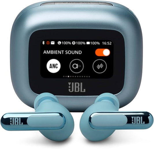 JBL Live Beam 3 - True Wireless Noise-Cancelling Stick-Closed Earbuds, 48Hrs Total Playback, Wireless Charging, 6 Mics for Perfect Calls, Multi-Point Connection, IP55 Waterproof and dustproof (Blue)